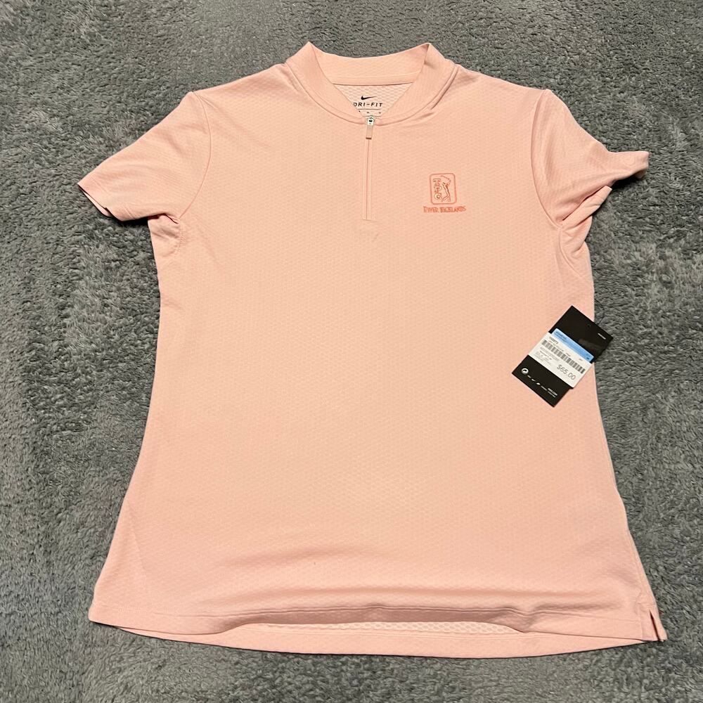 Nike Shirt Womens Medium Blade Polo AJ5225 1/4 Zip Dri-Fit Ppnk Golf Polo
